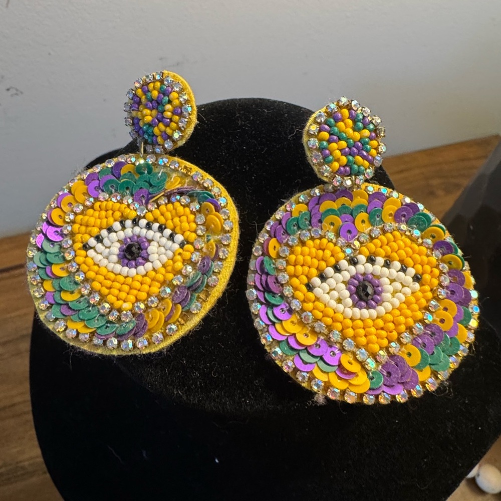 Colorful Beaded Evil Eye Earrings